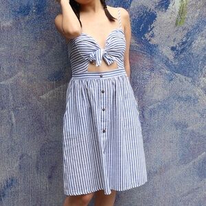 Sexy Striped Blue and White Sleeveless Dress